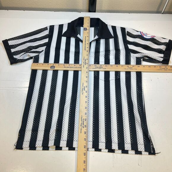 VINTAGE CLIFF KEEN ATHLETIC REF REFEREE STRIPED JERSEY SHIRT Sz Mens L GUAM - Picture 5 of 5